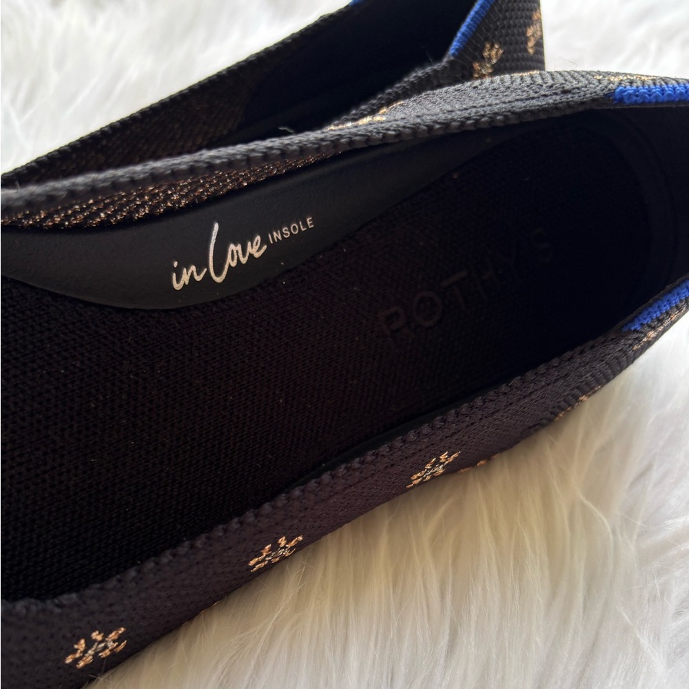 ROTHY’S The Point Il Slip On in Daisy Sparkle Black Gold Size 8.5 - Picture 8 of 10